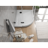 Mexen Flat ντους ημικυκλικό slim δεξιό 100 x 90 cm, λευκό, σιφόνι μαύρο - 41109010P-B