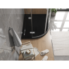 Mexen Flat halvrund slim duschkar höger 90 x 80 cm, svart, krom avloppssats - 41708090P