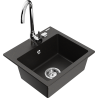 Mexen Milo 1-bowl granite sink with Telma kitchen faucet, black/gold - 6505-75-670200-00