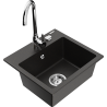 Mexen Milo fregadero de granito de 1 cuenco con grifo de cocina Telma, negro/dorado - 6505-75-670200-00