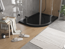 Mexen Flat piatto doccia semitondo slim destro 100 x 90 cm, nero, sifone nero - 41709010P-B