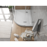 Mexen Flat Halbrunde Slim-Duschwanne links 100 x 90 cm, weiß, Siphon Chrom - 41109010L