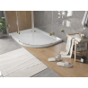 Mexen Flat plato de ducha semicircular slim izquierdo 100 x 80 cm, blanco, sifón dorado - 41108010L-G