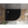 Mexen Flat slim, halfronde douchebak links 90 x 80 cm, zwart, afvoerplug chroom - 41708090L