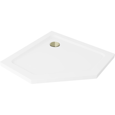 Mexen Flat viisnurkne dušialus slim 80 x 80 cm, valge, sifoon kuldne - 41P108080-G