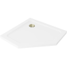 Mexen Flat brodzik pięciokątny slim 80 x 80 cm, biały, syfon złoty - 41P108080-G