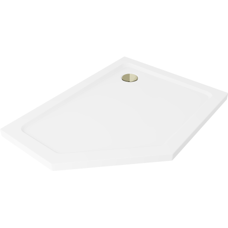 Mexen Flat slim pravokutna tuš kada 90 x 80 cm, bijela, sifon zlatni - 41P108090R-G