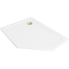 Mexen Flat brodzik pięciokątny slim lewy 100 x 80 cm, biały, syfon złoty - 41P108010L-G