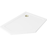 Mexen Flat brodzik pięciokątny slim prawy 100 x 90 cm, biały, syfon złoty - 41P109010R-G