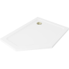Mexen Flat vijfhoekige slim rechthoekige douchebak 100 x 90 cm, wit, gouden sifon - 41P109010R-G