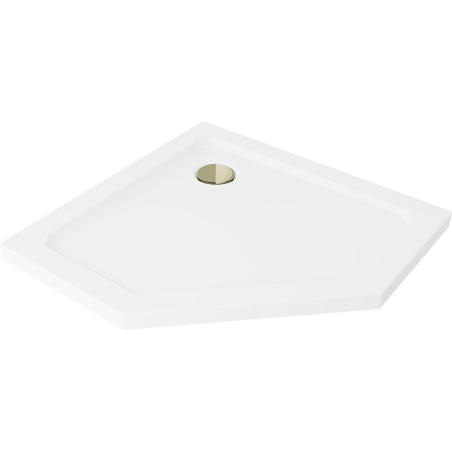 Mexen Flat base de duche pentagonal slim 100 x 100 cm, branco, sifão dourado - 41P101010-G
