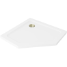 Mexen Flat base de duche pentagonal slim 100 x 100 cm, branco, sifão dourado - 41P101010-G