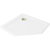 Mexen Flat plato de ducha pentagonal slim 100 x 100 cm, blanco, sifón dorado - 41P101010-G