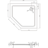 Mexen Flat base de duche pentagonal slim direito 100 x 90 cm, preto, sifão dourado - 41P709010R-G