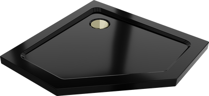 Mexen Flat viiepoolne slim dušinurk 100 x 100 cm, must, sifoon kuldne - 41P701010-G