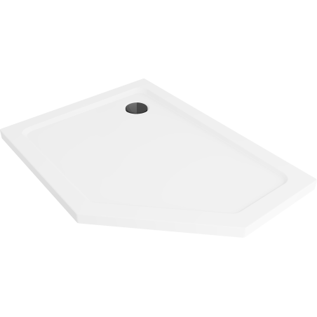 Mexen Flat tanjurić petokutni slim lijevi 90 x 80 cm, bijeli, sifon crni - 41P108090L-B