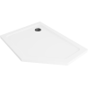 Mexen Flat slim pentagonal left shower tray 90 x 80 cm, white, black siphon - 41P108090L-B