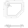 Mexen Flat viisnurkne dušinurk slim vasak 100 x 80 cm, valge, must sifoon - 41P108010L-B