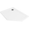 Mexen Flat Slim femhörnig duschkar vänster 100 x 80 cm, vit, svart avlopp - 41P108010L-B