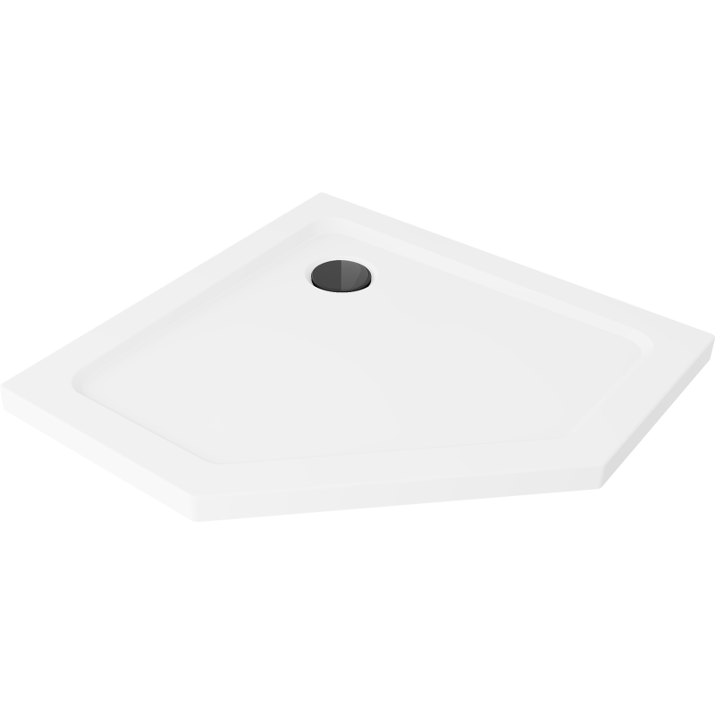 Mexen Flat brodzik pięciokątny slim 90 x 90 cm, biały, syfon czarny - 41P109090-B