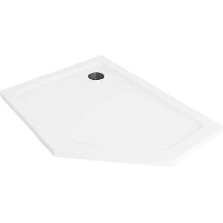 Mexen Flat brodzik pięciokątny slim lewy 100 x 90 cm, biały, syfon czarny - 41P109010L-B