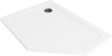 Mexen Flat viisnurkne dušinurk slim vasak 100 x 90 cm, valge, must sifoon - 41P109010L-B