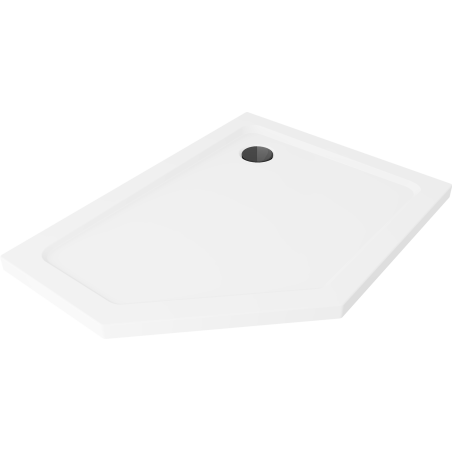 Mexen Flat brodzik pięciokątny slim prawy 100 x 90 cm, biały, syfon czarny - 41P109010R-B