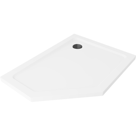 Mexen Flat pentagonaalne madal dušialus, parem 100 x 90 cm, valge, must sifoon - 41P109010R-B