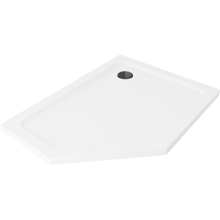 Mexen Flat receveur de douche pentagonal slim droit 100 x 90 cm, blanc, siphon noir - 41P109010R-B