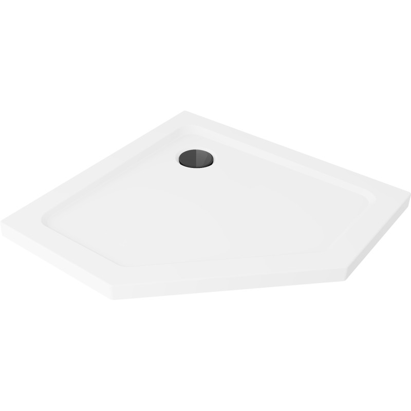 Mexen Flat receveur de douche pentagonal slim 100 x 100 cm, blanc, siphon noir - 41P101010-B