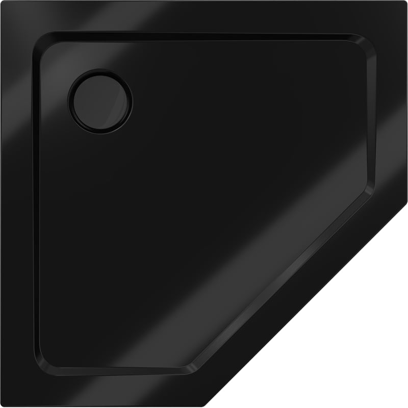 Mexen Flat receveur de douche pentagonal slim 80 x 80 cm, noir, siphon noir - 41P708080-B