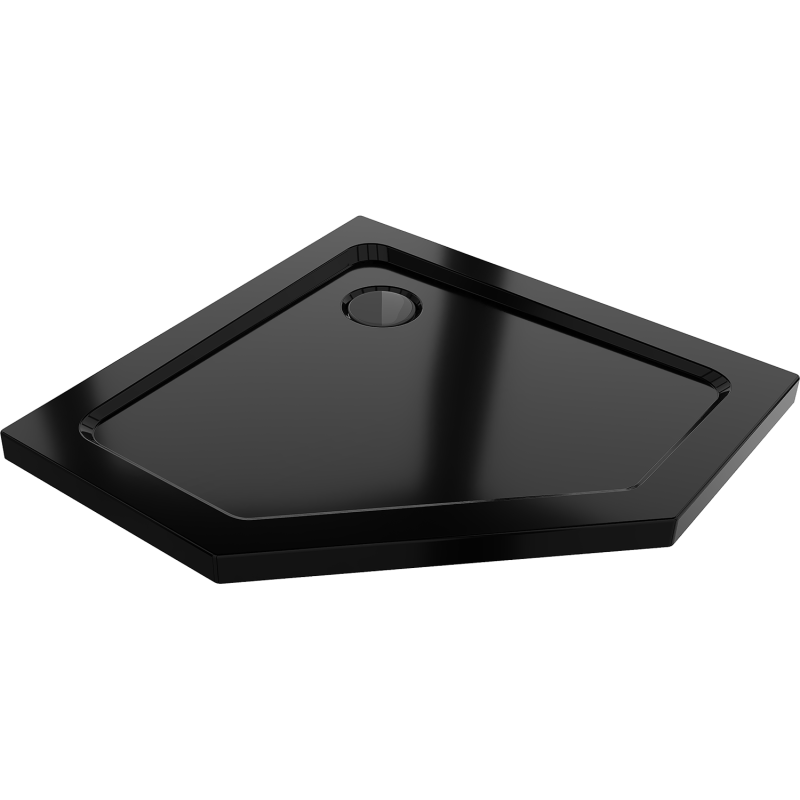 Mexen Flat brodzik pięciokątny slim 80 x 80 cm, czarny, syfon czarny - 41P708080-B