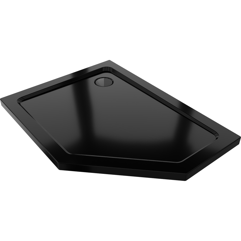 Mexen Flat brodzik pięciokątny slim lewy 90 x 80 cm, czarny, syfon czarny - 41P708090L-B