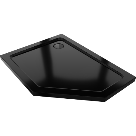 Mexen Flat brodzik pięciokątny slim lewy 90 x 80 cm, czarny, syfon czarny - 41P708090L-B