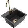 Mexen Milo fregadero de granito de 1 cubeta con grifo de cocina Telma, negro moteado - 6505-76-670200-50