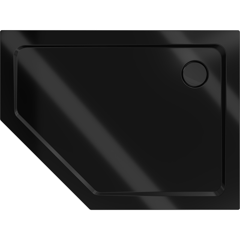 Mexen Flat brodzik pięciokątny slim prawy 90 x 80 cm, czarny, syfon czarny - 41P708090R-B