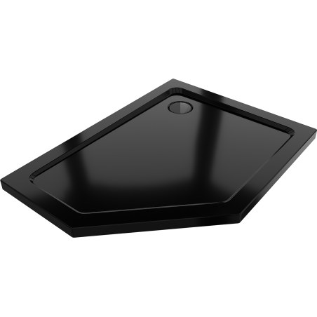 Mexen Flat brodzik pięciokątny slim prawy 90 x 80 cm, czarny, syfon czarny - 41P708090R-B