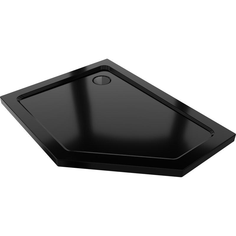 Mexen Flat brodzik pięciokątny slim lewy 100 x 80 cm, czarny, syfon czarny - 41P708010L-B
