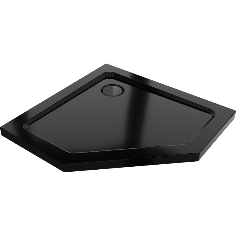 Mexen Flat brodzik pięciokątny slim 90 x 90 cm, czarny, syfon czarny - 41P709090-B
