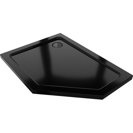 Mexen Flat brodzik pięciokątny slim lewy 100 x 90 cm, czarny, syfon czarny - 41P709010L-B