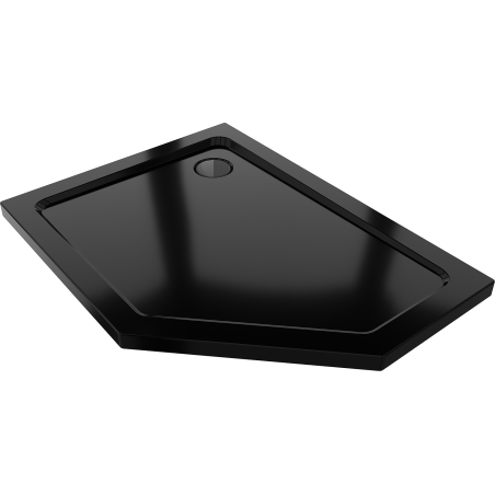 Mexen Flat viiekandiline slim vasak dušinurk 100 x 90 cm, must, must sifoon - 41P709010L-B