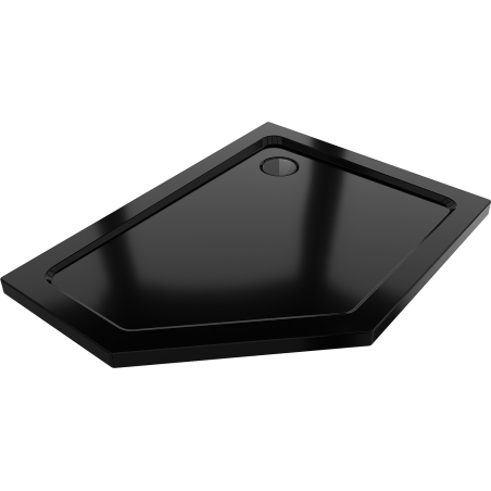 Mexen Flat pentagonal slim shower tray right 100 x 90 cm, black, black siphon - 41P709010R-B