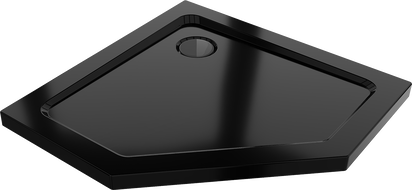Mexen Flat slim pentagonal shower tray 100 x 100 cm, black, black siphon - 41P701010-B