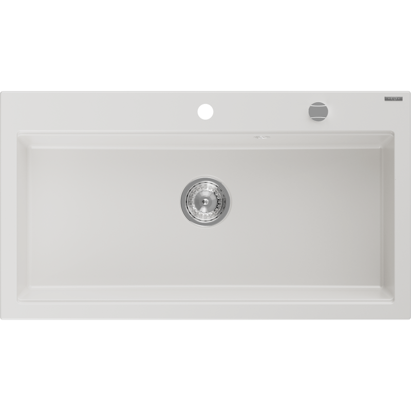 Mexen Slido zlewozmywak granitowy 1-komorowy 900 x 500 mm, biały, syfon chrom - 6528901005-20