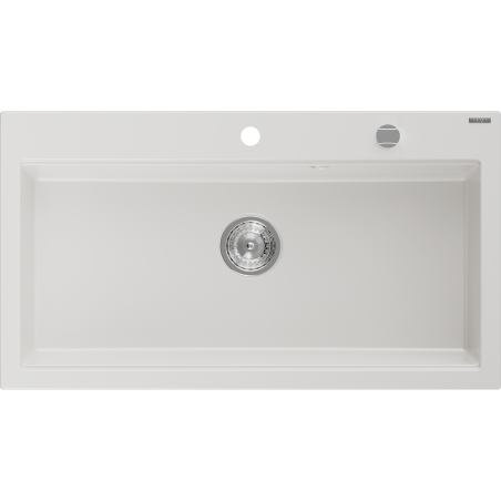 Mexen Slido zlewozmywak granitowy 1-komorowy 900 x 500 mm, biały, syfon chrom - 6528901005-20