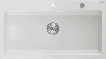Mexen Slido Granīta izlietne ar 1 nodalījumu, 900 x 500 mm, balta, hromēts sifons - 6528901005-20