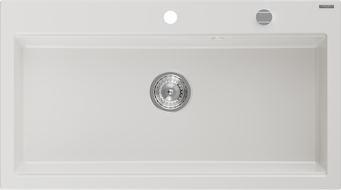 Mexen Slido granitdiskho med 1 ho 900 x 500 mm, vit, kromat vattenlås - 6528901005-20