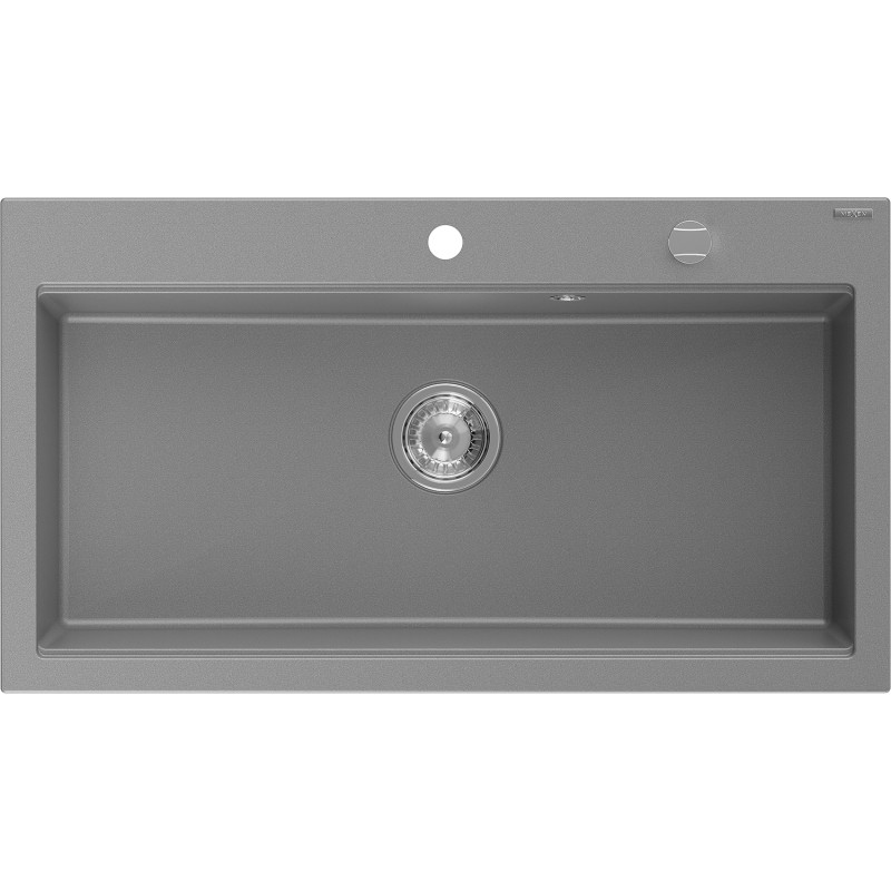 Mexen Slido granitdiskho med 1 ho, 900 x 500 mm, grå, vattenlås i krom - 6528901005-71