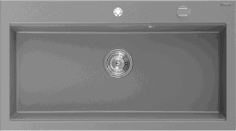 Mexen Slido fregadero de granito de 1 seno, 900 x 500 mm, gris, sifón cromado - 6528901005-71