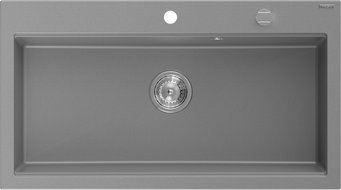 Mexen Slido Granitspüle mit 1 Becken, 900 x 500 mm, grau, Chrom-Siphon - 6528901005-71